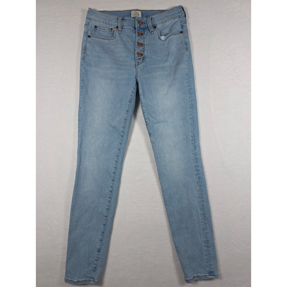 J.Crew High-Rise Toothpick Jeans 9" Button Fly 28 Light Wash Skinny Stretch